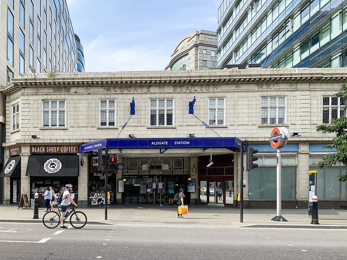 Station building of Aldgate tube station. Taken during my Circle Line Tube Walk .