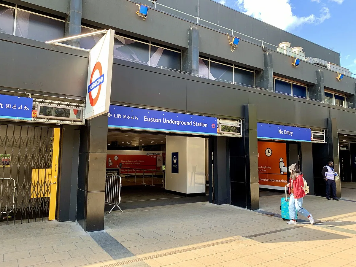 The new entrance to Euston tube station, next to the railway entrance. Taken during my Northern Line Tube Walk .