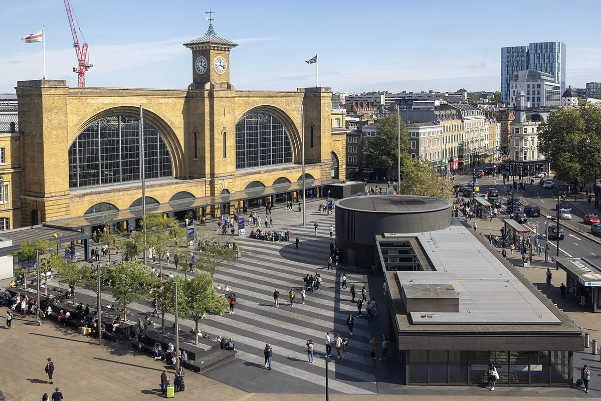 London King's Cross railway station and King's Cross Square, viewed from one of the apartments in St Pancras Chambers