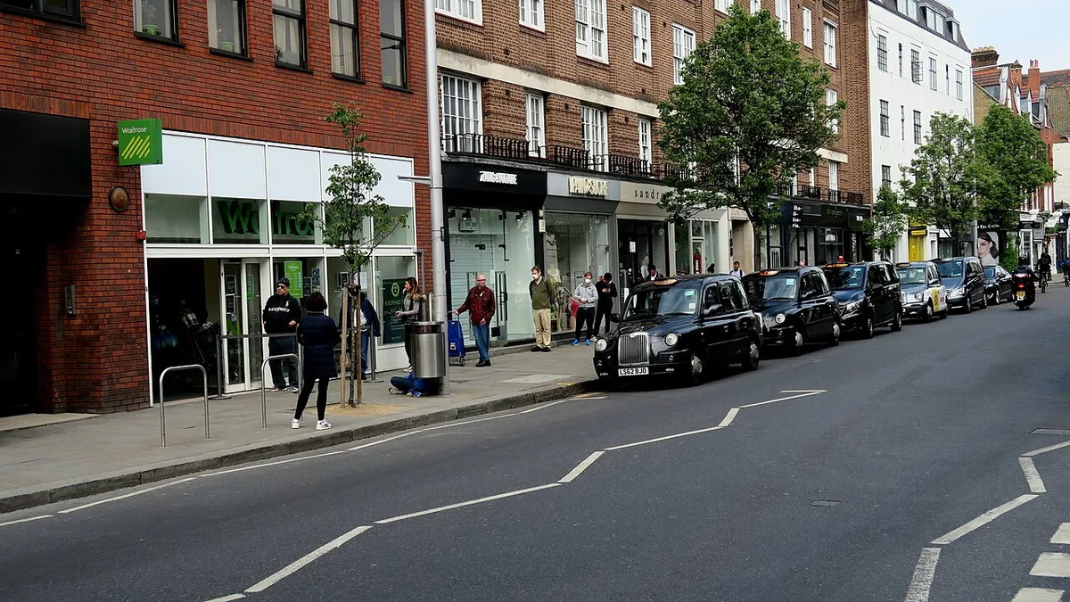Waitrose Supermarket - King's Road, London SW3 UK COVID-19 Lock down.