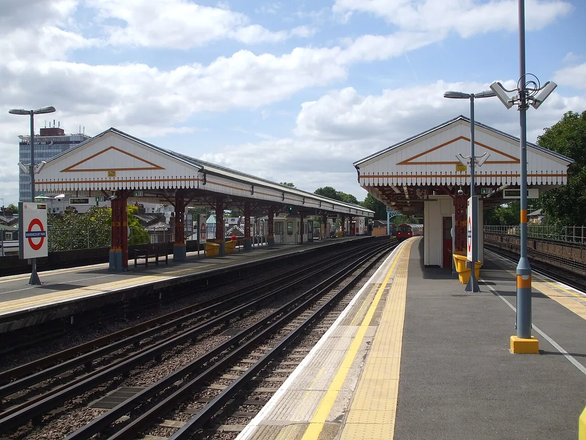 Ravenscourt Park tube station eastbound theoretical Piccadilly line platform looking west. Although platforms are provided, Piccadilly line trains run fast through the station, usi