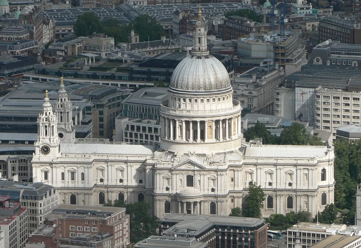 An aerial view of St Paul's Cathedral .