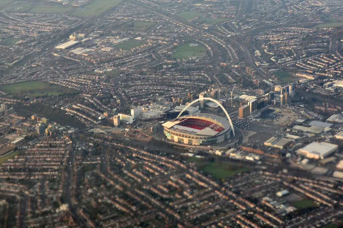 Aerial photograph of Wembley, London in December 2016.