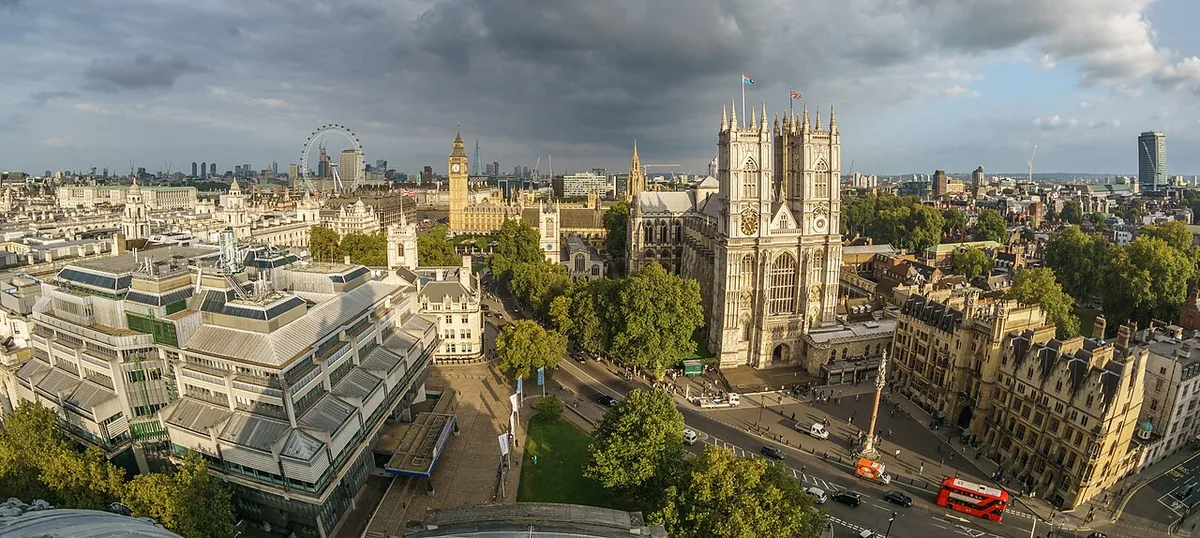 Westminster from the dome on Methodist Central Hall .
